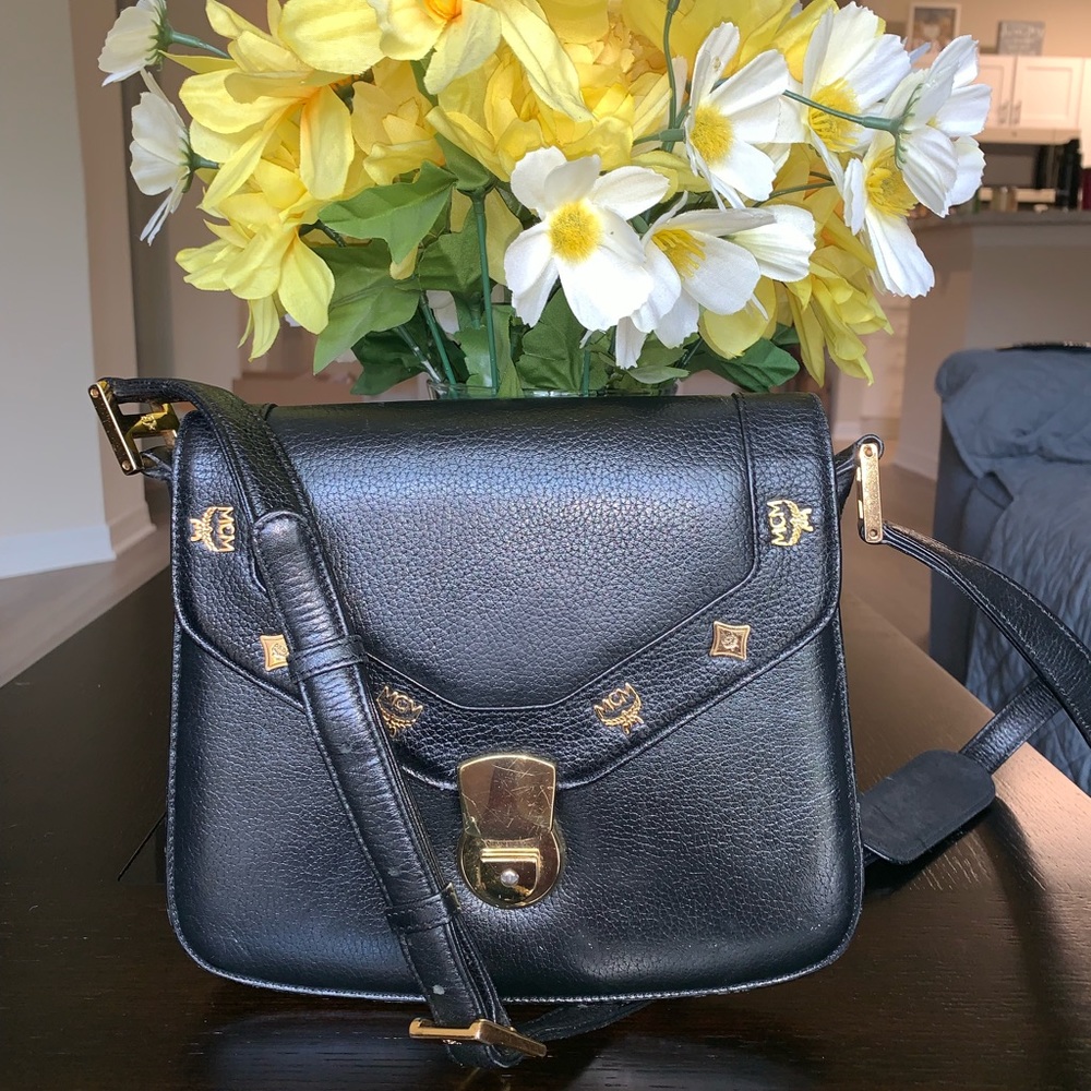 MCM Black Leather Crossbody Bag